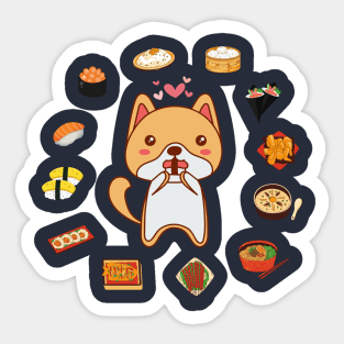 Puppies who love to eat very much. Sticker